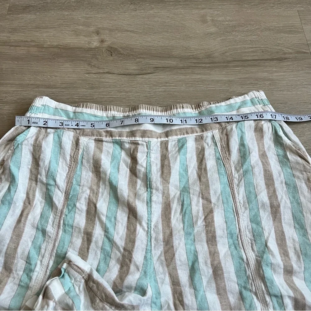 Lane Bryant 14/16 Striped Linen Blend Mid-Rise Linen Pull-On Shorts 5 inch